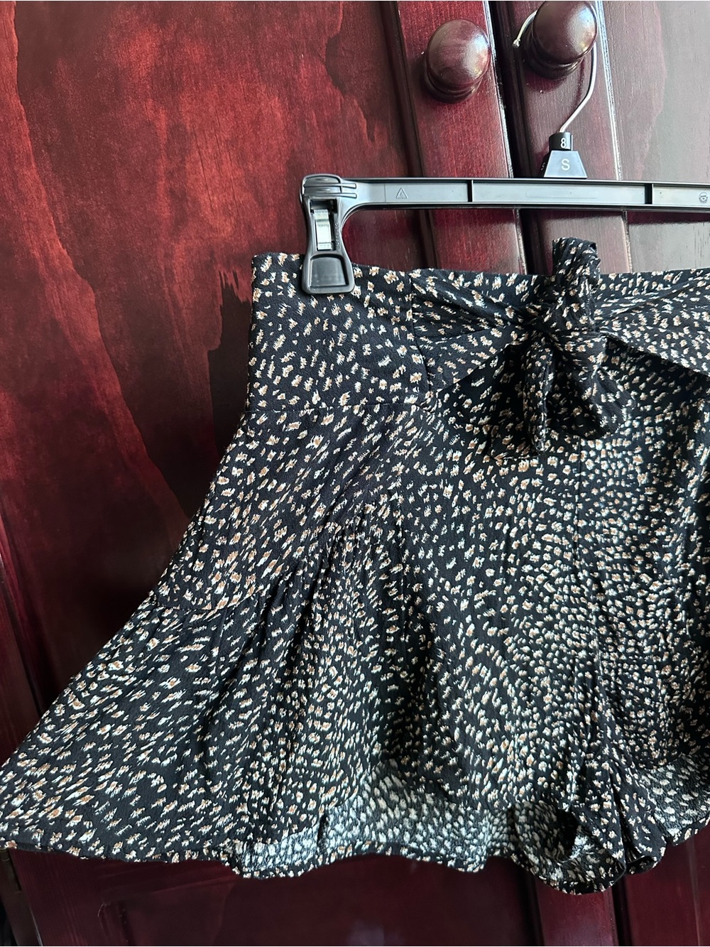 Black Speckled Tie-Waist Skort